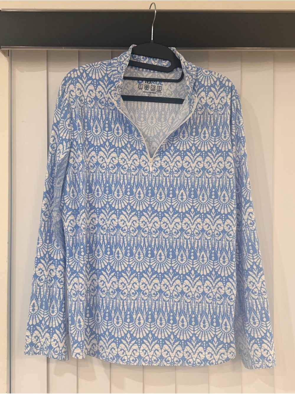 IBKUL Long Sleeve Women’s Periwinkle/White 1/4 Zip UPF 50+ Golf/Sun Top-XL